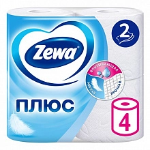 Туалетная бумага ZEVA Плюс 2-х слойная 4 рулона