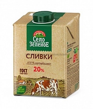 Сливки Село Зеленое питьевые стерилизованные 20% 500 мл