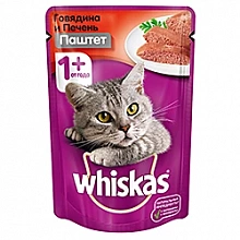 Корм Вискас для кошек паштет Говядина печень 75 г