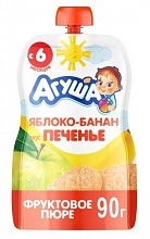 Пюре Агуша фруктовое Яблоко Банан Печенье с 6 месяцев 90 г
