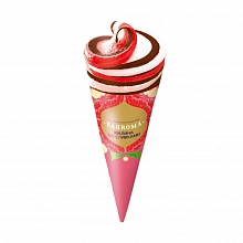 Мороженое Бахрома Конус Пломбир малина со сливками 100 г
