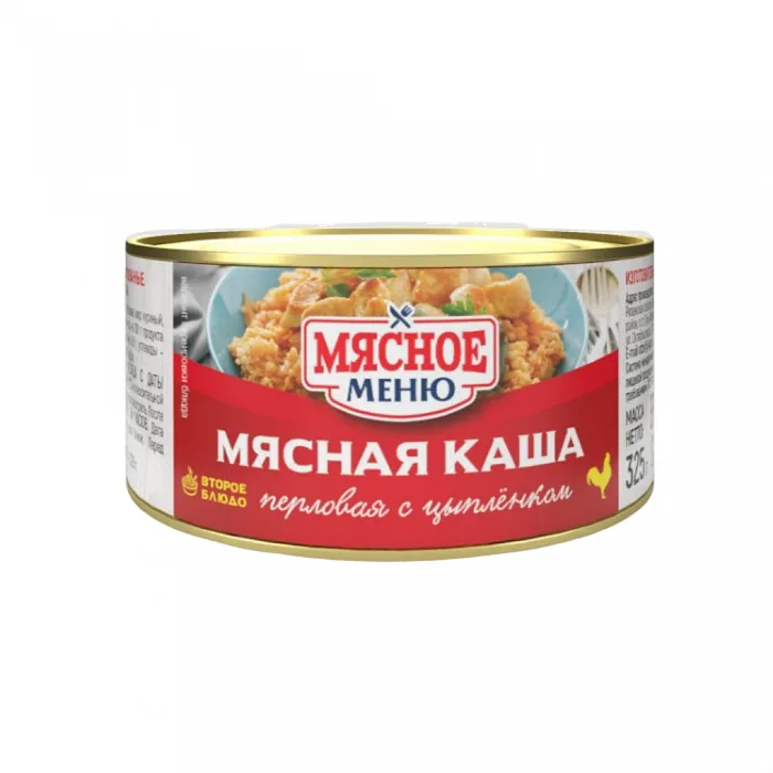Каша Мясное меню перловая с цыпленком 325 г
