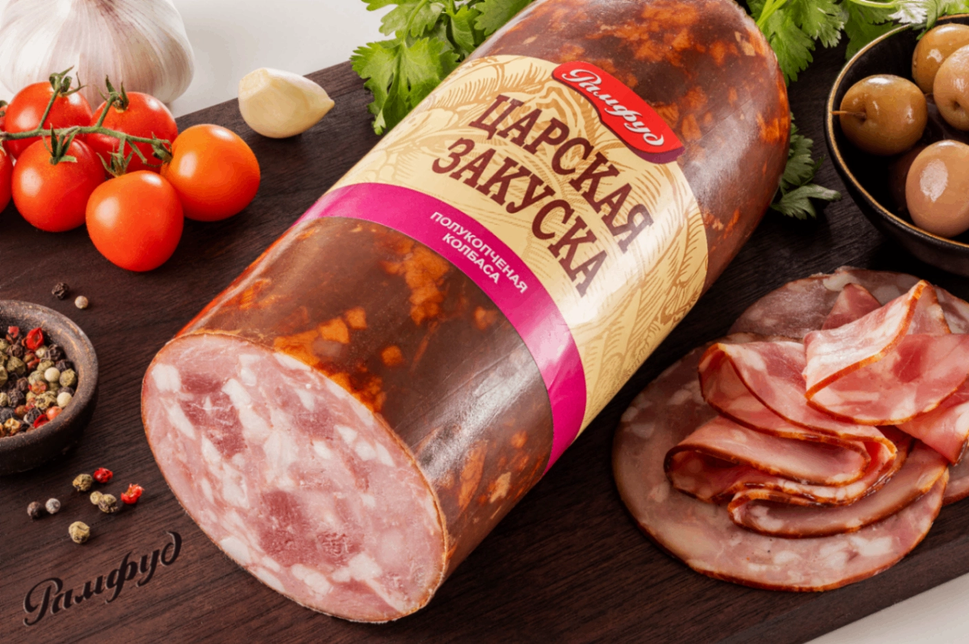 Колбаса Рамфуд Царская закуска полукопченая ~ 500 г